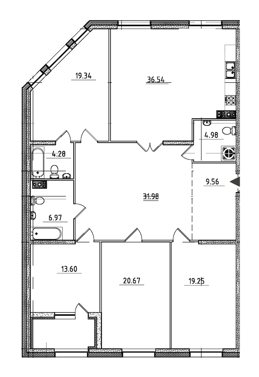 4-комнатная квартира 169.8 м², 3/9 эт., ЖК «Петровская Доминанта»